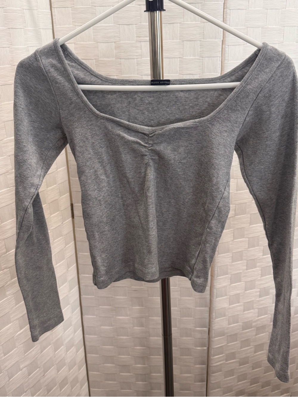 Brandy Melville Heather Grey Scoop-Neck Long Sleeve Top